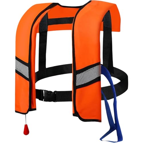 Automatic Inflatable Life Jacket Life Jackets,150N Adjustable Nylon Swim Vest with CO2 Inflation, Reflective Strips & Safe...