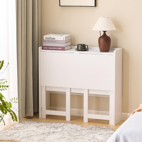 cayglow Foldable Desk，Folding Table with Storage Shelf,32.6 Inch Fold Out Computer Desk for Small Spaces,Writing Desk for ...