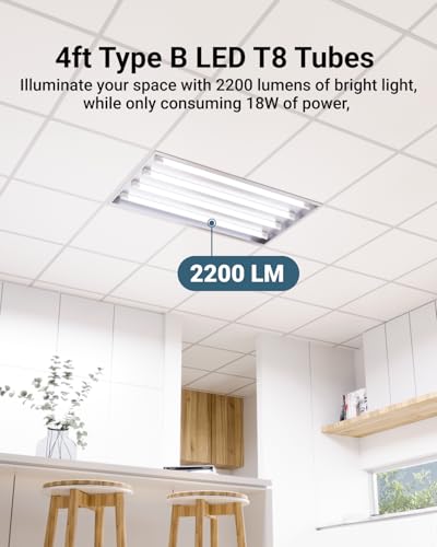 Sunco 10 Pack T8 LED Bulbs 4 Foot, Tube Light Bulbs Ballast Bypass, 48 Inch Fluorescent Replacement, 2200 LM, 18W, 5000K D...