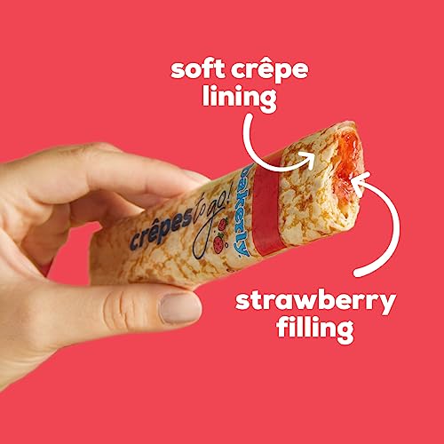 bakerly Strawberry Filled Crepes to go! Non GMO, Free from Artificial Flavors & Colors, Pack of 9, 6-Count (54 Total Crepes)