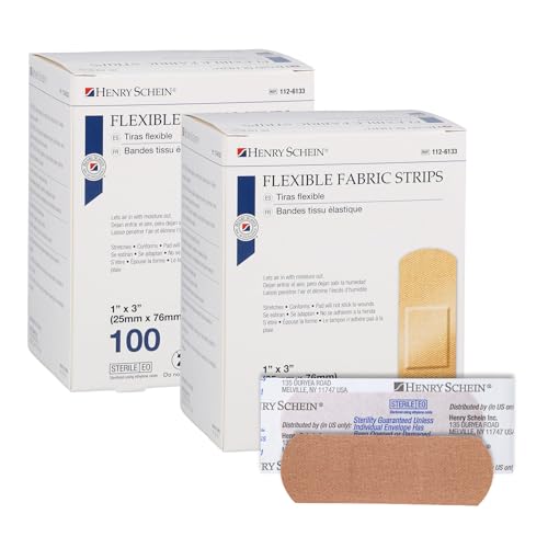 Henry Schein Sterile Adhesive Fabric Bandages, 1" x 3" – Box of 200 Flexible, Breathable Strips – Soft, Stretchable Wound ...