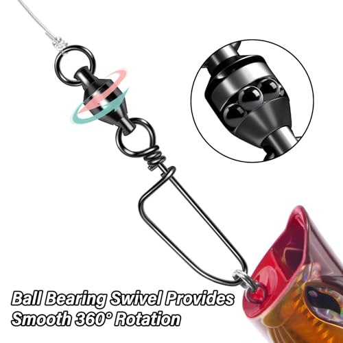 Alwonder 20-Pack Ball Bearing Swivels with Snaps, Fishing Snap Swivels Fishing Tackle Saltwater Freshwater Coastlock Snaps...