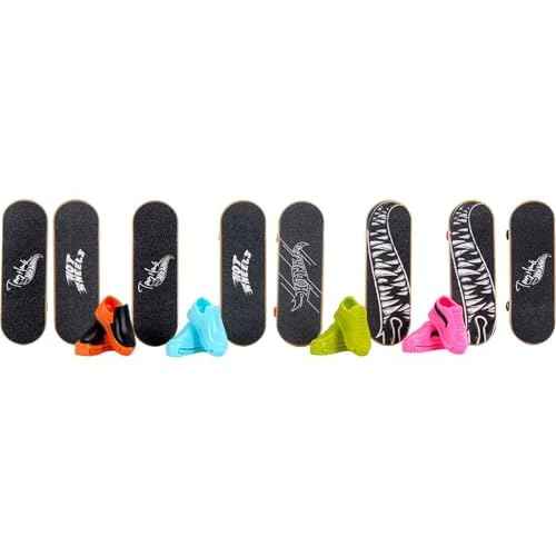 Hot Wheels Skate Rippin' Tricks Pack - 8 Fingerboards and 4 Pairs of Skateboard Shoes with Tony Hawk Inspired Designs, for Ages 5 and up, HMY19