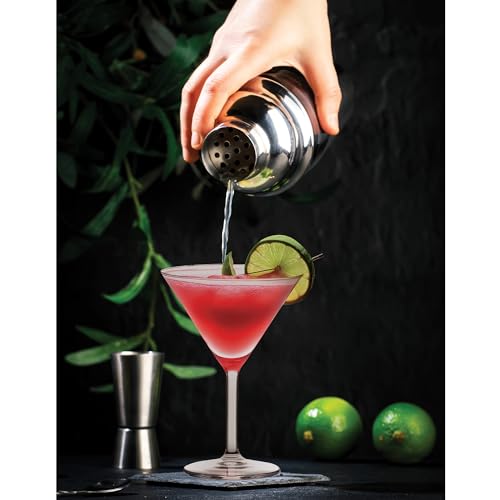 HIC Kitchen Bar Cocktail Shaker, 18/8 Stainless Steel, Mirror Finish, 3-Piece Set, Holds 18-Ounces