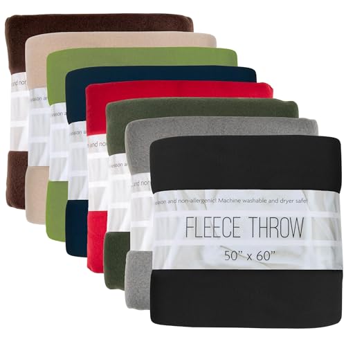 (24 Pack) Bulk Fleece Fall Throw Blankets 50x60 for Wedding Favors, Homeless Women, Men, Homes, Bed, Sofa, Couch, Office, ...