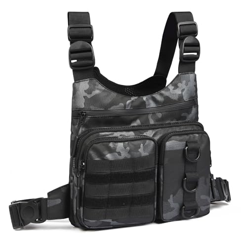 Criuage Outdoor Chest Bag for Men, Lightweight Running Vest with Water Bottle Pocket, EDC Chest Pack for Hiking, Cycling