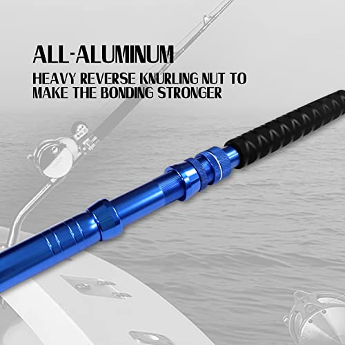 Fiblink 2-Piece Saltwater Offshore Heavy Bent/Straight Butt Trolling Rod Fishing Roller Rod Conventional Boat Deep Sea Fis...
