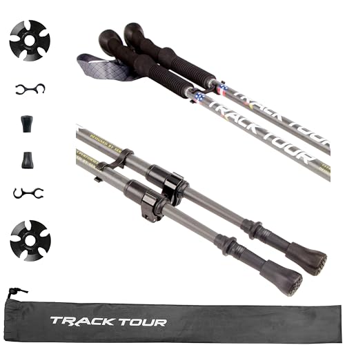 Carbon Fiber Trekking Poles Ultra Lightweight Hiking Poles Walking Sticks with Cork and EVA Foam Grips Quick Adjustable Fl...