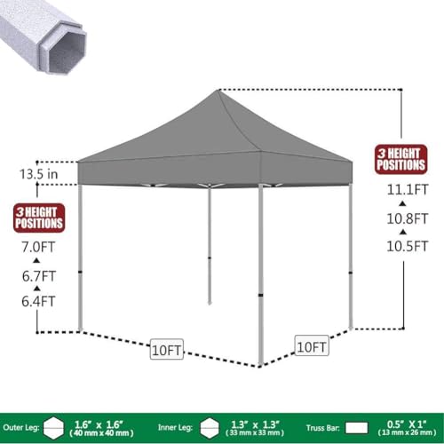 Eurmax USA Premium 10'x10' Pop-up Canopy Tent Commercial Instant Canopies Shelter with Heavy Duty Wheeled Carry Bag Bonus ...