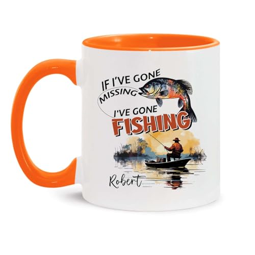 Fishing Man Design Ceramic Cup, Customized Name Fishing Mug 11oz 15oz, Personalized Coffee Cup With Fishing Scene, Custom ...