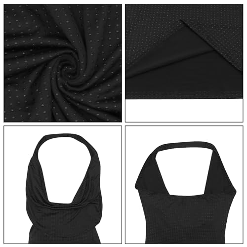 Women Sexy Sparkly Dots Prom Dress Halter Deep V Neck Ruched Backless Bodycon Mini Dress