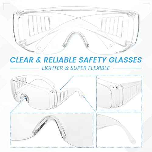 WFEANG Clear Safety Glasses bulk, Lightweight Protective Eyewear For Men Women, Over Goggles Impact Scratch Resistant