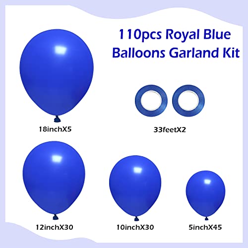 FOTIOMRG 110pcs Royal Blue Balloon Garland Arch Kit, 18 12 10 5 inch Royal Blue Latex Balloons Different Sizes Pack for Bi...