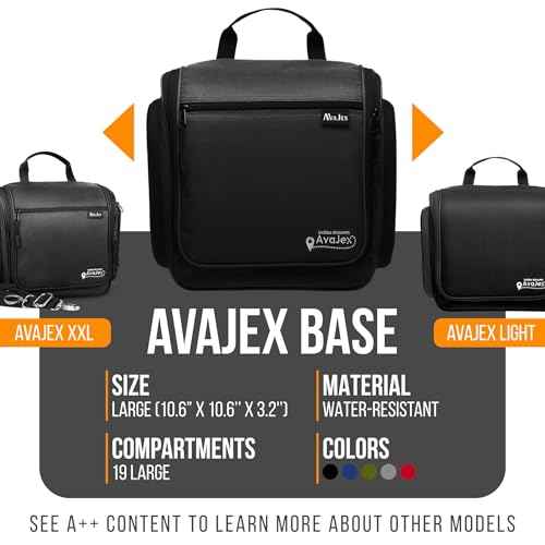 Travel Toiletry Bag for Men and Women - (10.6¡±x10.6¡±x3.2¡±) Large Hanging Toiletry Organizer - Waterproof Hygiene Bag with Metal XXL Swivel Hook, with Sturdy Zippers and 19 Compartments for Toiletries