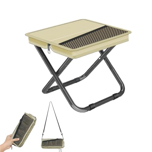 Portable Collapsible Stool Chair, Max 220lb Upgraded Folding Stool, Handbag-Style, Sturdy, Adjustable, Portable, Foldable ...
