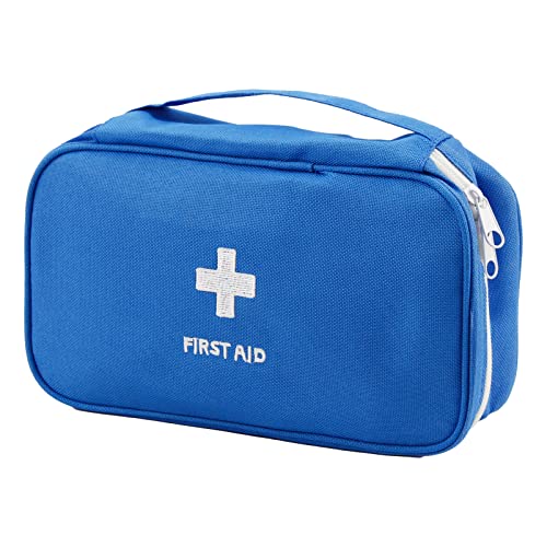 TOPASION Portable Empty First Aid Kit Bag, Travel Medicine Pouch, Small Medical Bag (Blue)