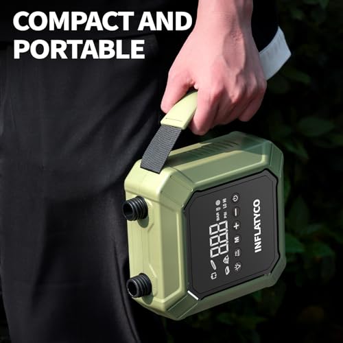 INFLATYCO 20PSI Paddle Board Pump Electric Portable Sup Air Pump-12V DC Car Plug Powered, Auto-Off, The Pilot Whale Mini I...