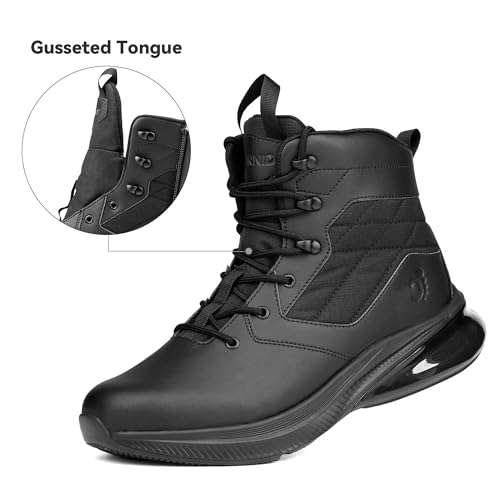 CENNID Men's Waterproof Tactical Work Boots Side Zipper Military Orthopedic Leather Boots Lightweight Motorcycle Combat Hi...