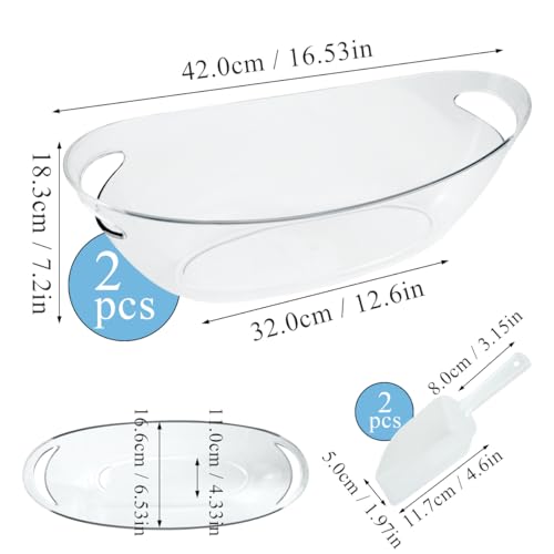 2-Pack Ice Buckets for Parties, Acrylic Ice Buckets Bowls 5.5L Large Champagne Wine Beer Cooler Chiller Bin with Scoops, B...