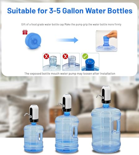 Myvision Water Dispenser for 5 Gallon Bottle,Portable USB Charging Electric Water Pump, Drinking Water Jug Pump for Home, ...