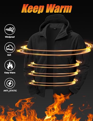 CRYSULLY Men's Military Tactical Sport Warm Fleece Hooded Outdoor Adventure Jacket Coats
