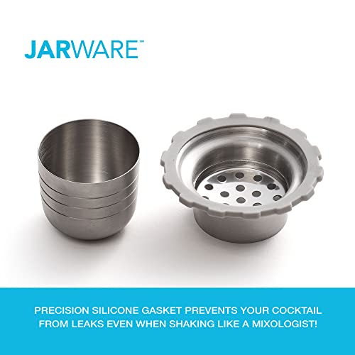 Jarware Mason Jar Cocktail Shaker Lid For Wide Mouth Mason Jar, Stainless Steel