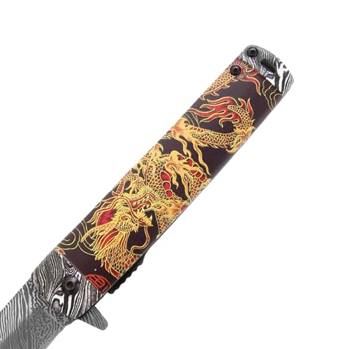 Snake Eye Tactical Every Day Carry Outdoor Survival Pocket Knife (Red Dragon)