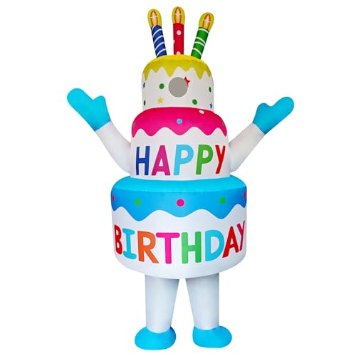 DAHAKII Funny Inflatable Birthday Cake Costume Cosplay Blow-Up Suit/Outfit for Adult/Birthday/Halloween/Christmas