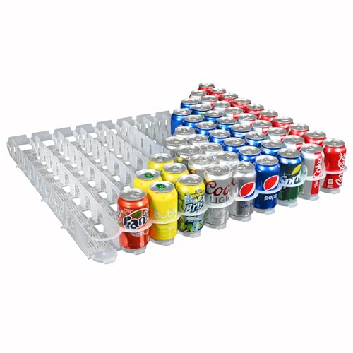 Display Technologies Visi-Slide Gravity Fed Organizer for 12/16oz low ring Beverages on Flat and Angled Shelves in Cold Va...