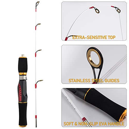 Dr.Fish Ice Fishing Rod and Reel Combo, Ice Fishing Pole Gear Spinning Reel Equipment Set Backpack Chair Jigs Lures Access...