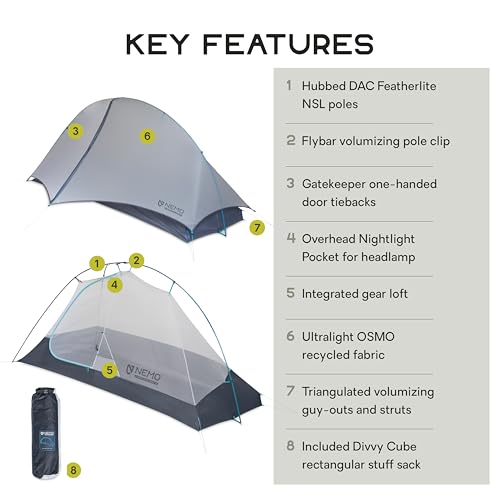NEMO Equipment Hornet Elite OSMO Ultralight Backpacking Tent - Aluminum/Stormy Night - 1-Person