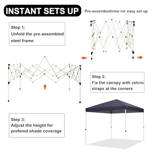 Northroad 8X8 FT Pop Up Canopy, Outdoor Instant Canopy Tent w/Carrying Bag, Portable Gazebo Shelter for Wedding Party,Comm...