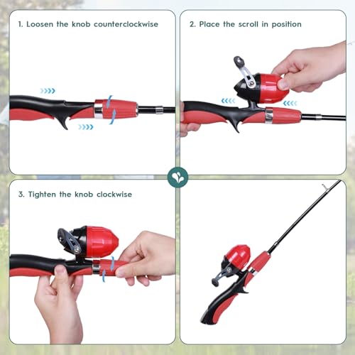Urban Deco Kids Fishing Pole Kit 2 Pack, Portable Telescopic Kids Fishing Rod with Tackle Box, 2 Fishing Net and 2 Bucket ...