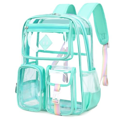 PIG PIG GIRL Clear Backpack for School,Heavy Duty PVC Transparent Bookbag for Girls Stadium Approved See Through Backpack
