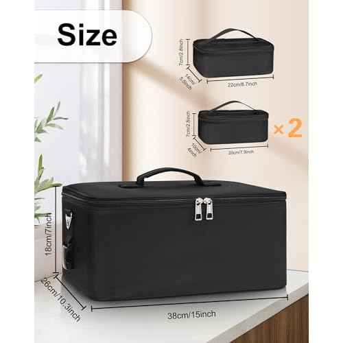Relavel Makeup Bag Large Makeup Case Professional Cosmetic Storage Organizer Box Brush Holder with 3 Clear Set Bags for Makeup Artists with Shoulder Strap & Adjustable Dividers