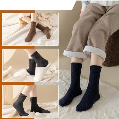 Nimalpal Wool Socks for Women - 5 Pairs Crew Warm Socks for Women Classic Women's Winter Soft Crew Sock Ladies Gifts