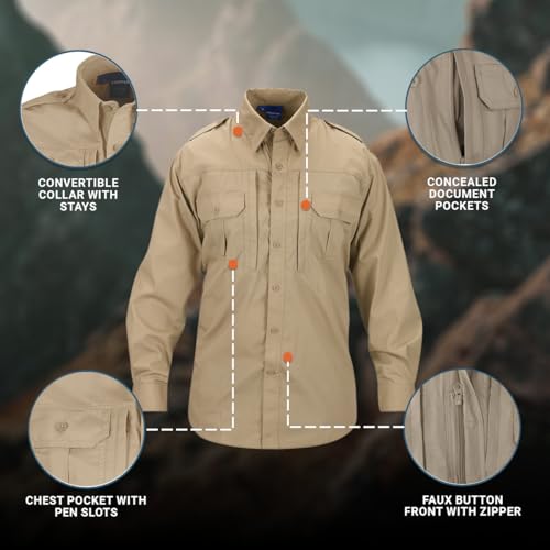 Propper Tactical Long Sleeve Ripstop Shirt – Epaulettes, Teflon Fabric Protection & Document Pockets for Public Safety