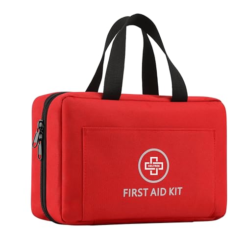 Heltrek First Aid Kit with Labeled Pockets, 450 Piece Well-Organized Large Trauma Medical Kit for Home, Travel, Sports, Bu...