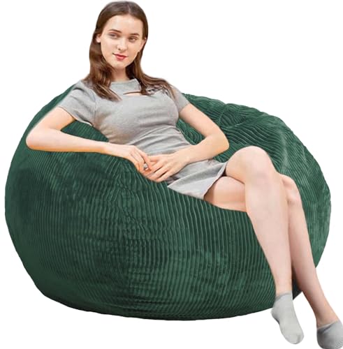 Bean Bag Chair 3Ft Luxurious Faux Rabbit Fur Memory Foam Bean Bag Chairs for Adults/Teens with Filling,Ultra Soft Faux Fur...