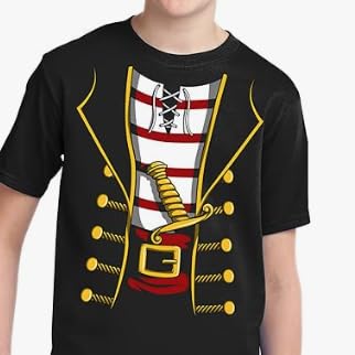 Ann Arbor T-shirt Co. Pirate Costume | Jumbo Print Novelty Funny Caribbean Cruise Shirt Youth T-Shirt-Youth,L