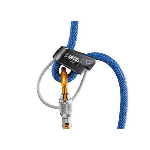 Petzl Verso Belay Device with Attache Screw-Lock Carabiner - Compact, Lightweight Belay Device, for One or Two Rope Strands While Climbing or Rappelling - Grey