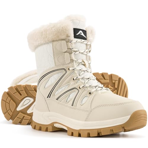 Diarilip Snow Boots for Women Winter: Womens Warm Fur Lined Mid Calf Booties Waterproof Non Slip Comfort Boot for Hiking W...