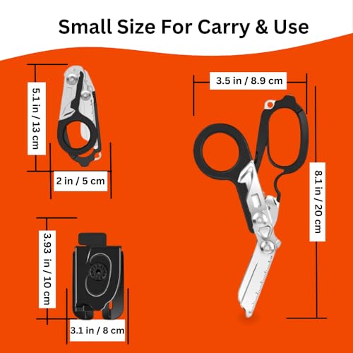 6 in 1 Multifunctional Trauma Shears Foldable with Strap Cutter | Heavy Duty Stainless Steel Emergency Response Shears | S...