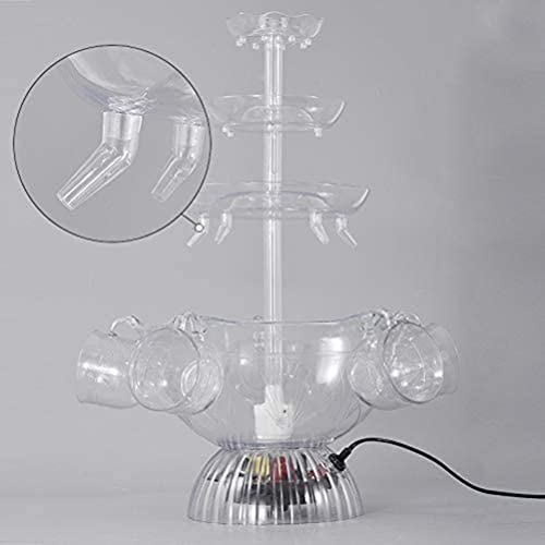 WIKINK 3 Layers Party Water Fountains, LED Lighted Wine Fountain, Light-Up Flow Drink Fountain with 1.5 Gallon 5 Reusable ...
