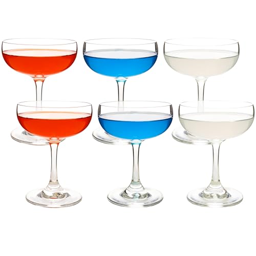 YANGNAY Coupe Champagne Glasses Set of 6 Crystal Cocktail Glasses with Short Stem, Martini Glasses - 7 oz