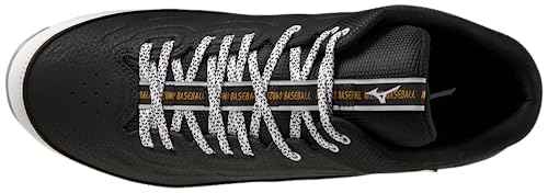 Mizuno Men's 9-Spike Ambition 3 MID Baseball Cleats, Black-White, 13