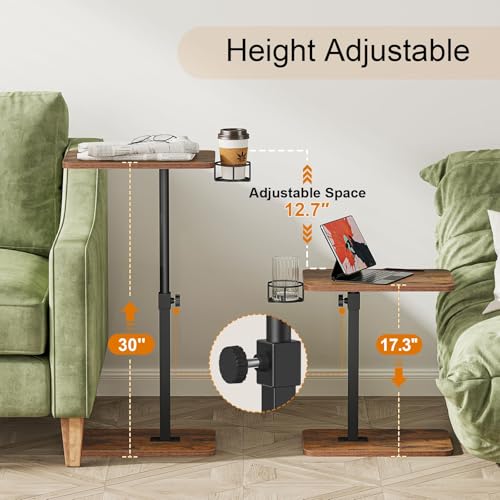 Giikin TV Tray Table, 360° Swivel Height Adjustable TV Trays for Eating on Couch,Sofa Armrest Side Table for Small Spaces ...