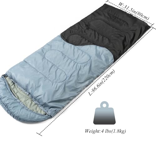 Sleeping Bag - 3 Seasons for Adults Kids Boys Girls Camping Hiking - Warm Cold Weather Lightweight Portable with Compressi...