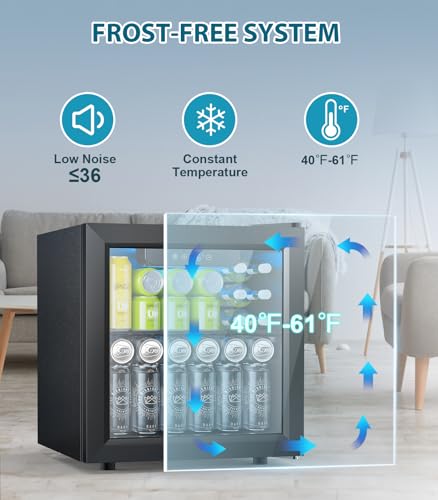 Electactic 50 Cans Beverage Refrigerator Cooler, 1.3 Cu.ft Mini Fridge Countertop Drink Cooler with Glass Door for Beer, S...