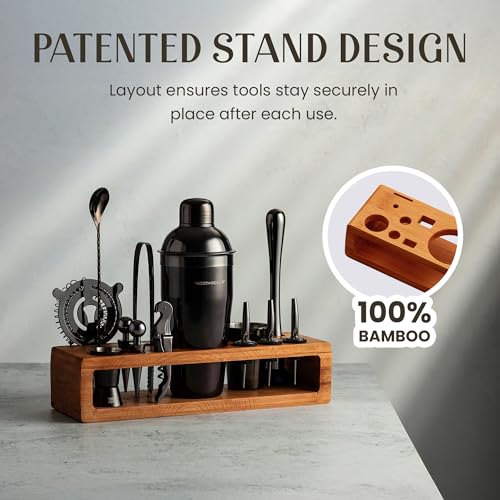 Modern Mixology 21-Piece Cocktail Shaker Set with Stand | Complete Cocktail Kit Gift Set | Top Bartender Gifts for Men & W...